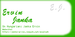 ervin janka business card